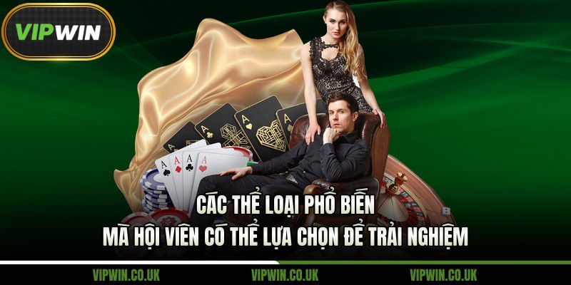 Các thể loại phổ biến mà hội viên có thể lựa chọn để trải nghiệm 